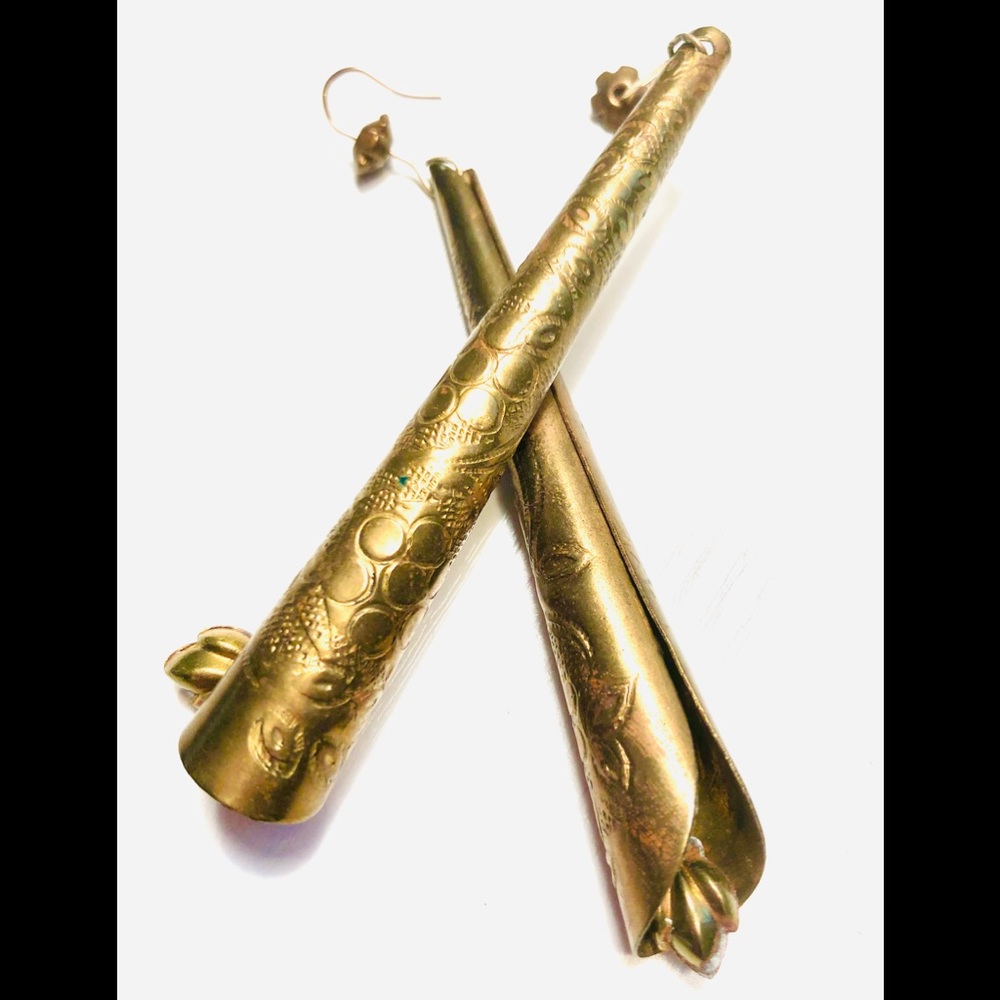 Boston Proper Bell Earring Scroll Detail Solid Br… - image 1